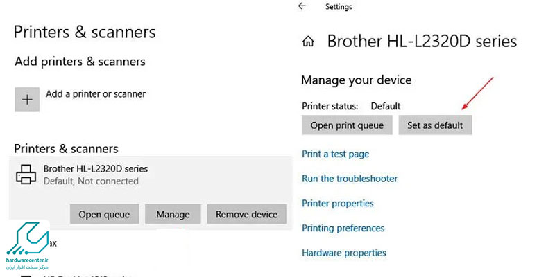 پیش فرض نشدن پرینتر